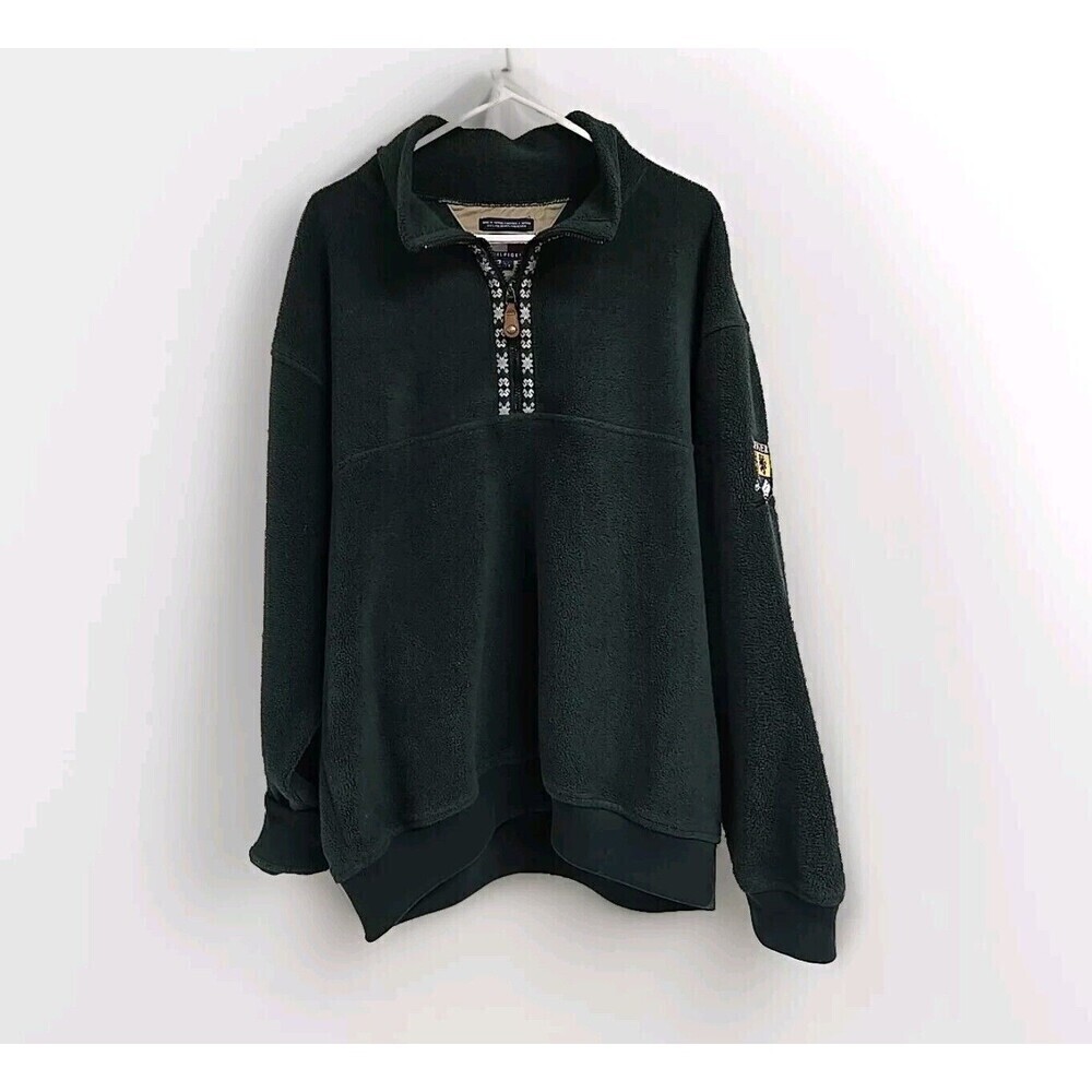 Vintage Tommy Hilfiger Norway Sherpa Fleece Half-Zip Forest Green‎ Men's Size L